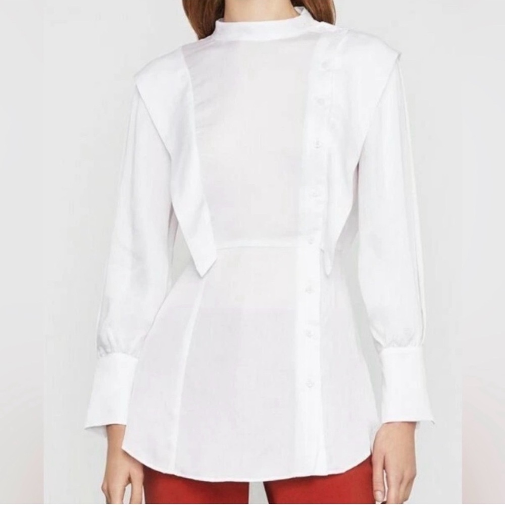 NWT BCBG MAXAZRIA Asymmetric Button Front White Shirt Sz XS-$198